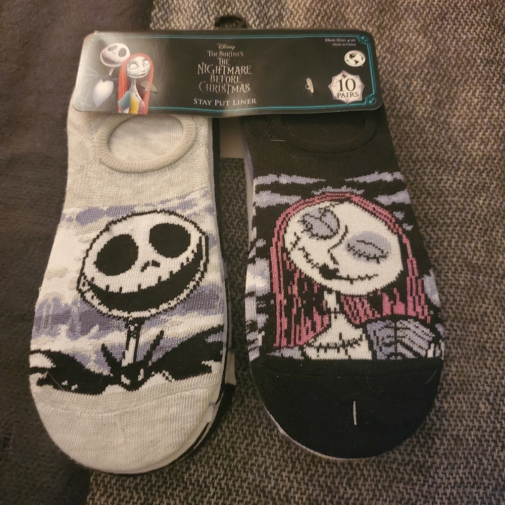 Disney's Nightmare Before Christmas Women's Stay Put Liner Socks 10 Pack NWT